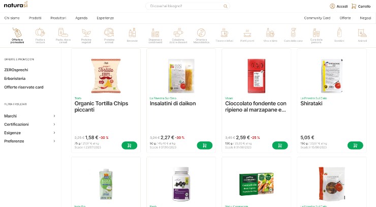 Natura Sì e-commerce offerte zeroSprechi