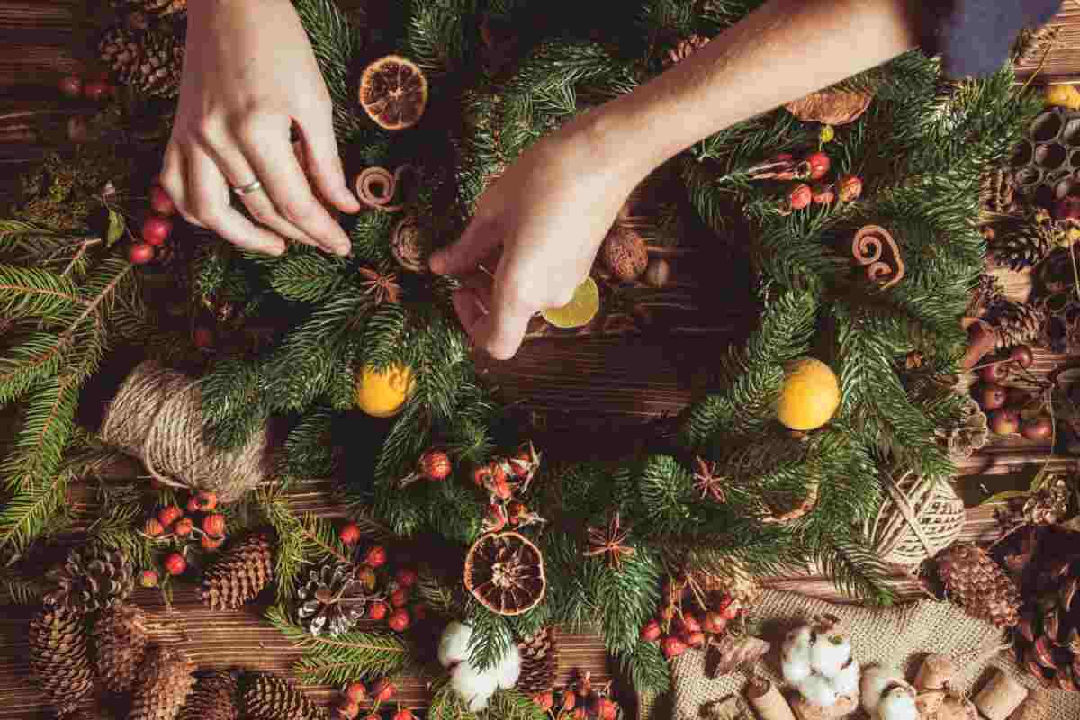 decorazioni Natale con castagne