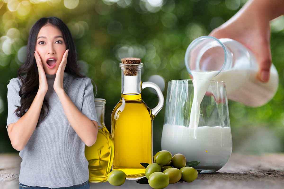 unire olio d'oliva e latte