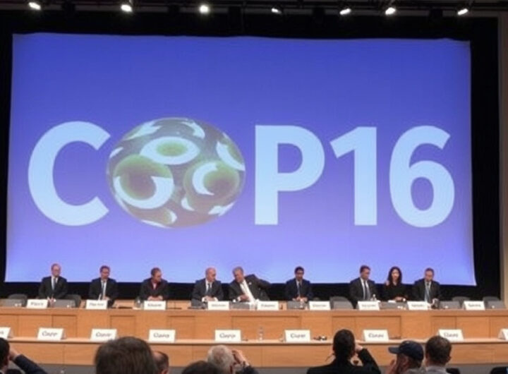 "Immagine dell'evento COP16 del 25 febbraio 2025, focalizzata su metano e gestione dei rifiuti a Taranto."