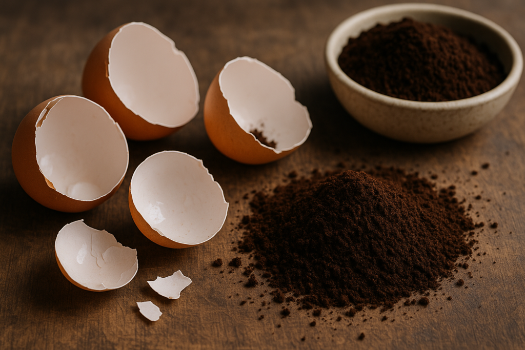 gusci d'uovo fondi di caffè — Gusci d'uovo e fondi di caffè