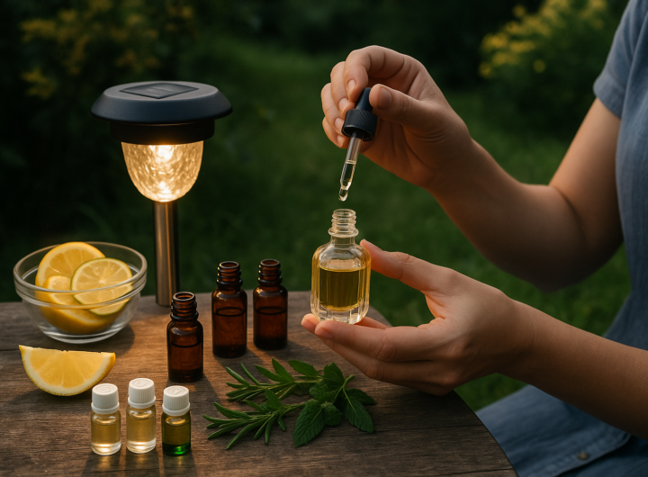 Fai-da-te green per l'estate: profumo con oli essenziali e faro solare da giardino