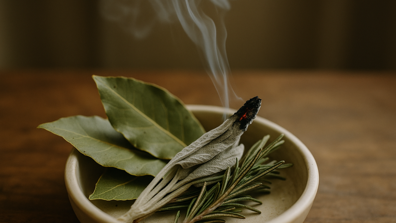 Erbe aromatiche bruciate in casa: dalla purificazione rituale ai benefici reali di alloro, salvia e rosmarino