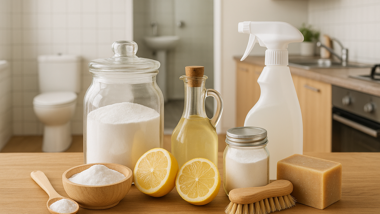 Pulizia della casa con ingredienti che hai già: aceto, bicarbonato, limone
