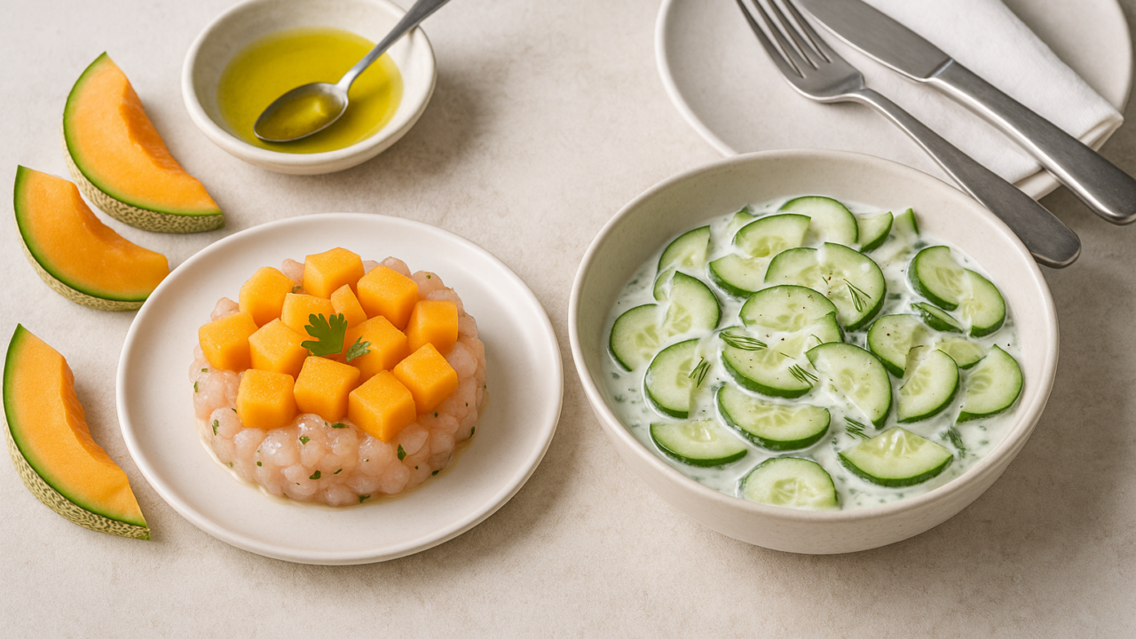 ricette estive leggere — Ricette estive fresche e sostenibili: tartare di gamberi e insalate