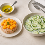 ricette estive leggere — Ricette estive fresche e sostenibili: tartare di gamberi e insalate