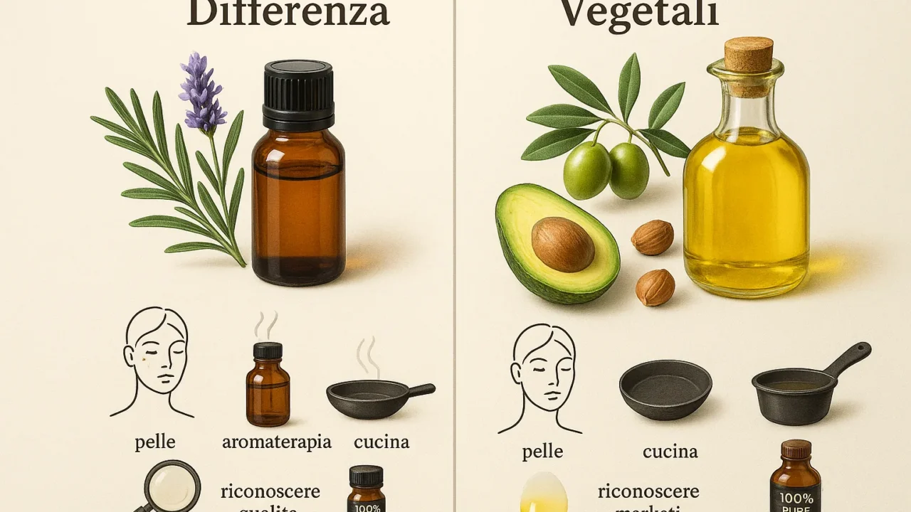 Oli essenziali e vegetali: quale scegliere per cosa (e quando non servono)
