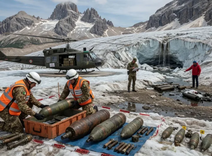 Munizioni della Grande Guerra risvegliate dai ghiacciai delle Dolomiti